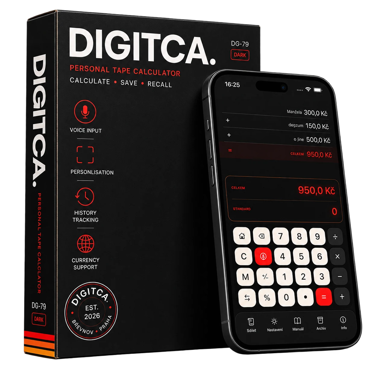 DIGITCA DG-79 Dark, Personal Tape Calculator
