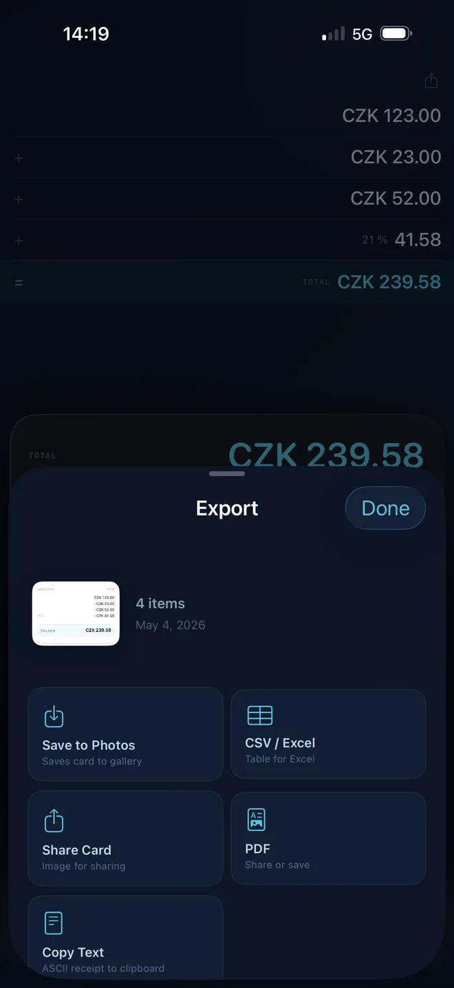 Export pásky